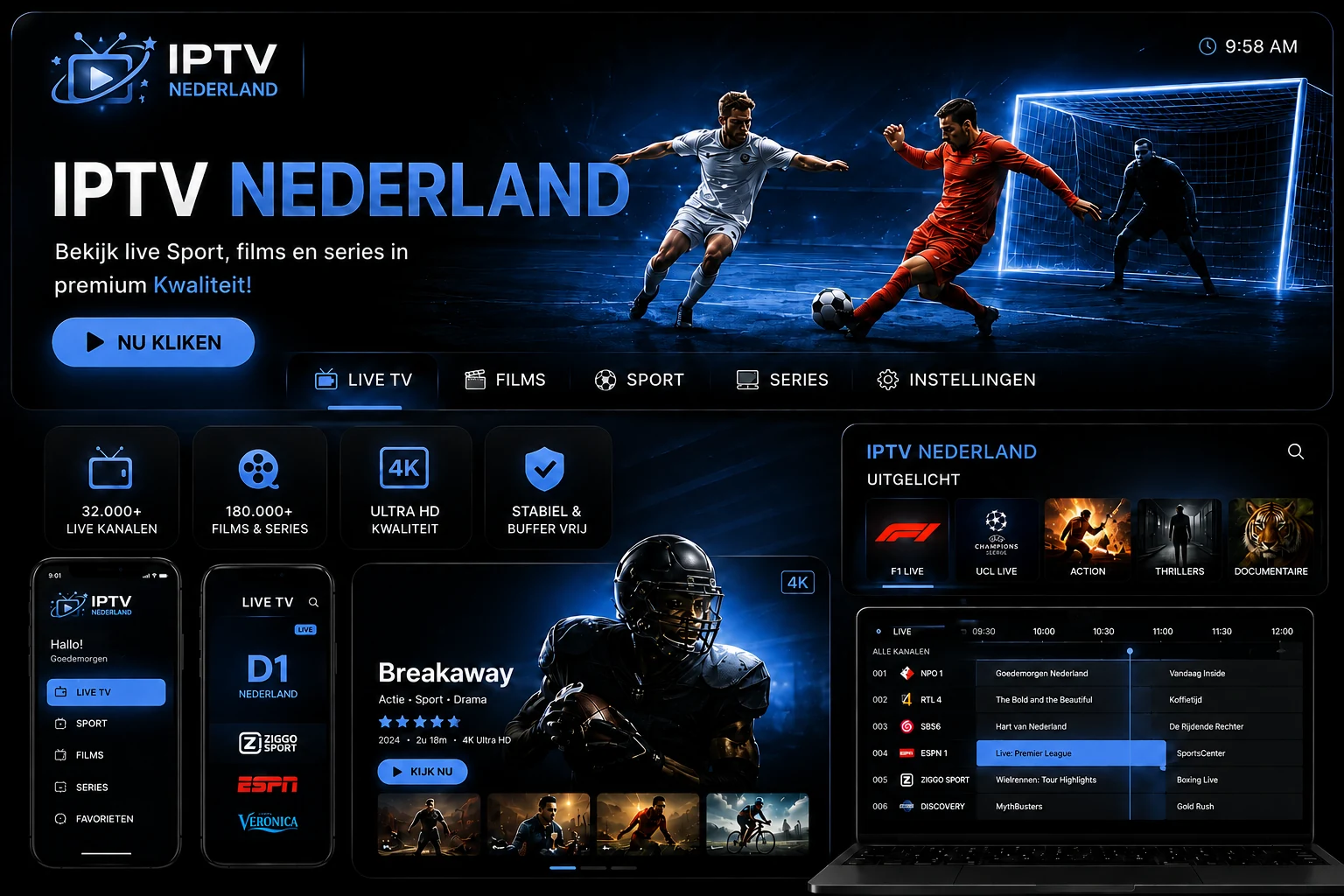 IPTV Nederland op Smart TV, laptop en telefoon